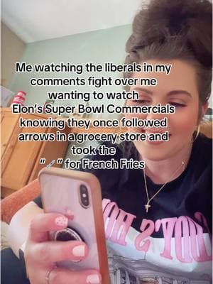 I cant even 🤣 oh and I’m wearing the best shirt for it💗 #funny #humor #elonmusk #SuperBowl #superbowlcommercials #daddyshome #trumpshirt #icanteven #theleft 