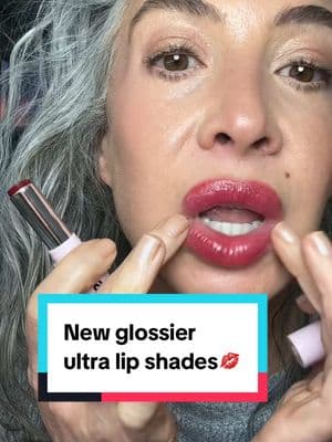 💋Glossier ultra lip new shades!💄 Flute is a bold red with a classic feel, while crest is a cool effortless 90s Brown. Buttery soft balm meets gloss.  @Glossier #gifted #GlossierReview #UltraLip #NewProductAlert #BeautyReview #FullLips #BeautyOver50 #GrayHairInfluencer  