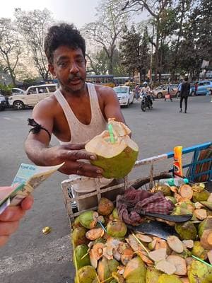 $0.70 coconut in India 🇮🇳  #hughabroad #streetfood #travel #foodreview