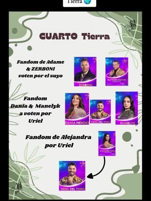 Dinámica de votación para el #cuartotierra #manelyk #zerboni #urieldeltoro #daniamendez #alejandratijerina #laurabozzo #lcdlfallstars #lacasadelosfamosos 