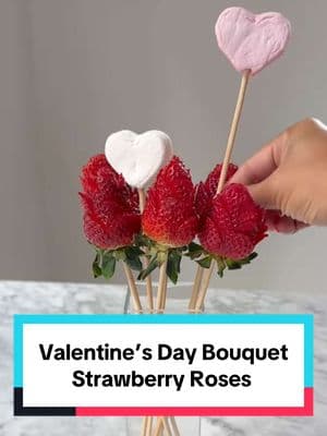 Valentine’s Day bouquets are a must and these strawberry roses will not disappoint!! They’re so easy to make and will not go to waste!! Make these for your sweet Valentine or your Galentine’s party!! #ValentinesDay #galentines #galentinesparty #dessertidea #roses #strawberryrose #desserttok #galentinesday #thebachelor #bacheloretteweekend 