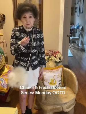 Chanel: Head to Toe Stay tuned until the end for bonus flower reel My mom models a #chanelsuit. #series #mondayootd #styledbyjoanne suit: #chanel booties: #chanelshoes choker: #chanel bag: #chanelbag 