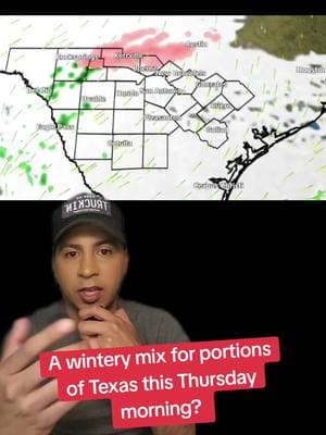 A wintery mix for portions of Texas could be possible this Thursday morning. I'm not buying it yet but we will continue to watch. #foryou #foryoupage #weather #weatherreport #weatherupdate #snow #winter #cold 