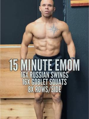 15 Minute Workout. #swings #gobletsquat #rows #bentoverrows #15minutes #15minuteworkout #musclegain 