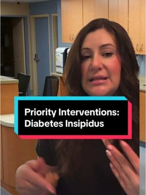 ✅Share with a nursing school buddy & follow for more nursing school tips & tricks like this! . 💦In the previous video, I reviewed the causes & pathophysiology of diabetes insipidus, which is lack of antidiuretic hormone production leading to excessive urination.  . 💦Priority nursing interventions for patients with diabetes insipidus focus on preventing ✨hypovolemic shock✨.  . 💦Priority assessments include strict intake and output monitoring, daily weights, and frequent blood pressure/heart rate checks. The nurse will also closely monitor serum sodium levels & urine specific gravity.  . 💦The medication used to treat patients with diabetes insipidus is desmopressin, a synthetic form of antidiuretic hormone that helps the patient retain fluid.  . 🧑‍⚕️👩🏻‍⚕️Key patient education for patients receiving Desmopressin therapy includes reporting excessive urination, thirst, weight gain, confusion, and headaches, as these can be signs of adverse effects like fluid overload and dilutional hyponatremia. . #nursingschool #nursingschoolhacks #diabetesinsipidus #endocrine #medsurg #nursingstudenttips 