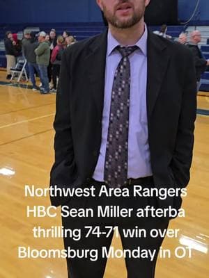 My post-game interview with Sean Miller HBC at #northwestrangers  basketball after a dramatic 74-71 win over #Bloomsburg #piaadistrict4 #shickshinnypa #piaa #ColumbiaCounty #LuzerneCounty 