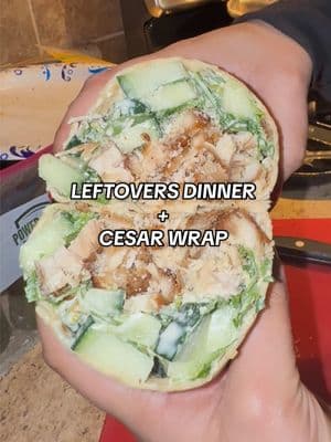 leftover meals a thing for y’all too? ##eating##leftovers##dinner##random##food##caesarsalad##wrap##traderjoesfindst#c#chicken