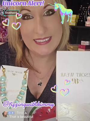 Unicorn Alert! 2 Unicorn necklaces in one night in the Resort Wear Collection! Congrats @Tess and @Ash ! They are so beautiful! #UnicornAlert #ResortWearUnicorn #fizzingwithkimmy 