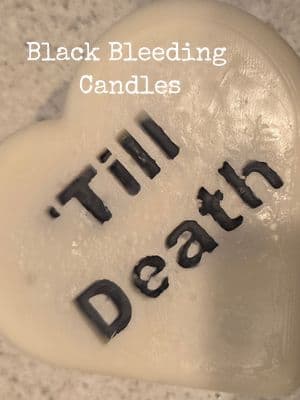 My bleeding candy hearts come in Black as well! As these candles melt they appear to bleed.  The centers are Black and these ones smell like Chocolate hearts 🍫🤎 #black #blackbleed #blackbleedinghearts  #bleeding #bleedingcandle  #bleedingcandyhearts  #tilldeath  #luvu2pieces  #candy #candyhearts  #valentine #ValentinesDay #valentinecandles #gifts #giftideas #gothgirl #gothvibes #oddities 