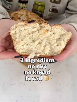 2 ingredients, no kneading, no rising, no yeast. Homemade bread that is ✨ SIMPLE ✨ and takes 30 minutes #homemadebread #breadrecipe #easybreadrecipe #homesteading #homemade #foodtiktok #momlife #MomsofTikTok #utahmom 