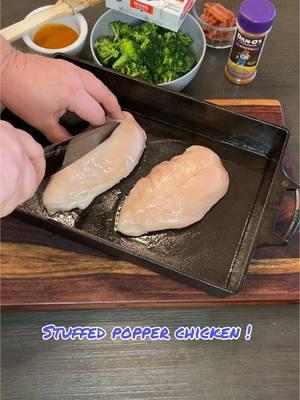 Stuffed Popper Chicken 🔥🔥                 #EasyRecipe #Chicken #PartyPlates #DanosPartner  Cut chicken breasts as seen, stuff with…. 2 oz cream cheese, sliced cooked bacon, sliced jalapeño, baste with taco sauce, sprinkle Dan-O’s Cajun generously, put broccoli florettes around the chicken spray with olive oil/ sprinkle  Dan-O’s Italian, top chicken with two slices of sharp cheddar cheese. Cook in the oven at 330° for 35 to 45 minutes, then Broil at 425° for 3 to 5 minutes, until cheese is slightly browned.  I hope you try and enjoy.😊 @Dan-O’s Seasoning 