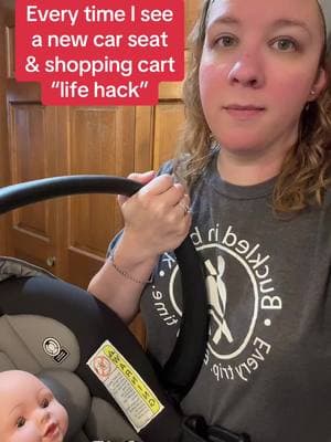 PLEASE stop doing dangerous things with your infant car seats and shopping carts!  They are NOT made to click onto the carts.  Doing so can damage the mechanism that attaches your seat to its base, and it can even get stuck on the cart wires!  Alternatives: -Put your seat down in the main basket of the cart -Click the seat into a compatible stroller to push while you (or someone else) pushes/pulls the cart -Consider babywearing -Consider pickup or delivery options #cpst #cpstsoftiktok #childpassengersafetytech #childpassengersafetytechnician #childpassengersafety #carseat #carseatsafety #carseatsafetytok #carseattiktoks #carseattok #carseateducation #babycarseat #infantcarseat #carseathack #babysafety #shoppingcart #babies #newborn #mom #dad #parents #momtok #dadtok #MomsofTikTok #dadsoftiktok #momlife #dadlife #newmom #newdad #firsttimemom #firsttimedad #buckleup 