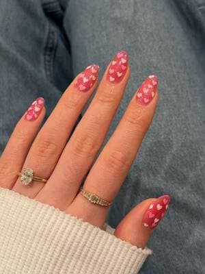 these turned out so cute !!!💗💕💖💞💓 & the layered look worked out perfectly w the @Sally Hansen syrup collection 🧚🏻‍♂️ used the shades Sweet Spreads + Jammin' Jellies for this :))💞💞 @Ulta Beauty #nailtutorial #nailinspo #pinknails #diynails #valentinesnails 