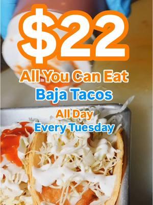 $22 ALL YOU CAN EAT TACOS… all our tacos are available. Baja Fish Tacos, Shrimp Baja Taco, Enchilados, Papagayo.. all of them…. Every Tuesday All Day! Join us..  (CHINO HILLS, CORONA, UPLAND) 📍LOCATIONS:  4200 Chino Hills Pkwy #115, Chino Hills, CA 91709 1550 W 6th St #108, Corona, CA 92882 1902 N Campus Ave, Upland, CA 91784 #BajaStyle #BajaStyleCevicheBar #TheOriginalCevicheBar #MariscosElGuero #bajatacos #allyoucaneat #allyoucaneattacos #localrestaurant #gueros  *Offer available at participating locations. Manager restrictions apply. Dine in only.