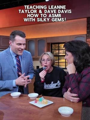 Teaching LeAnne Taylor and Dave Davis how to ASMR with Silky Gems from Reeder’s!  #asmr #tastetest #newson6 #reederstulsa #oklahoma #trendycandy #silkygems #crystalcandy 