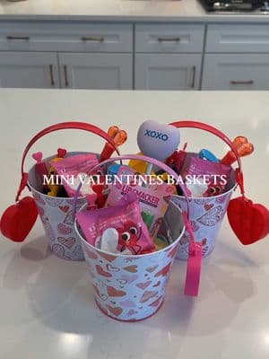 valentines day baskets for my kids! 💕💗❣️#ValentinesDay #aesthetic #giftbasket #giftidea #kidsgifts #pink #pinkaesthetic #asmr #valentinesdaygift 