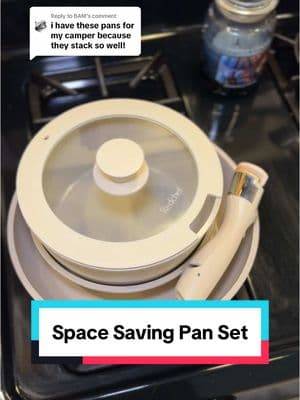 Replying to @BAM OMG perfect for a camper! I absolutely love these!  #cookware #redchef #nonstick #nonstickpans #cooking #panset #camper #camping #minimalist #easystorage 