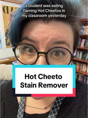 The stain is gone! #stainremover #flaminghotcheetos #cleaner #classroom #teacher #TikTokShop #messyeaterstaintreater #messyeater #beanbagchair 