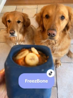 FreezBone recipe… 😋                                 #dogtreats #dogstimulation #dogtreatrecipe #refillable #chewtoy #longlasting #durable #nontoxic #happydogs #satisfied #StressRelief #anxietyrelief #goldens #goldenretriever #approved #dogapproved 