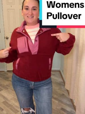 Cute meets comfy women’s pullover has pockets & half buttons Marroon & pink makes the best color combo! #pullover #pullovers #pulloversweater #pulloversweatshirt #womens #womenssweater 