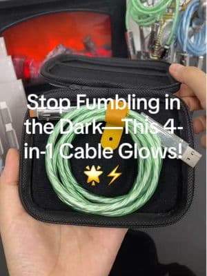 Stop Fumbling in the Dark—This 4-in-1 Cable Glows! 🌟⚡ #4in1cable #cablemulti #cablemulti #datacable #lightupcharger #4in1fastcharger #typecpdcharging #fypシ #ledchargingcable #4in1usbcable #iphone16 #tiktokmademebuyit 