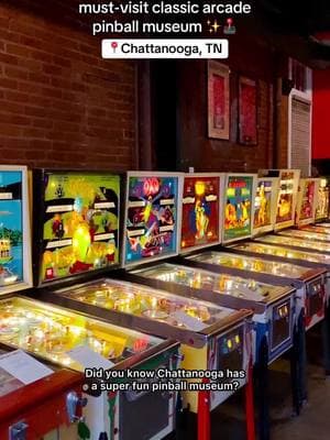 Who’s been to the Pinball Museum? I can’t believe this was our first time here 🫢 It was soo fun!! 📍Chattanooga Pinball Museum is one of the highest rated museums in Chattanooga and has over 60+ classic arcade games & nostalgic pinball machines! 🕹️ This must-visit for all ages, especially those who love video games & learning about the history behind them. 📌 All the “exhibits” are interactive. Some date back to the 1940’s and some are from 2024! 💸 ADMISSION: $20/adults $16/kids *includes ALL DAY UNLIMITED play… you can leave & come back! 🕜 HOURS: Open Tuesday - Sunday Hours vary by day 🚗 WHERE: 409 Broad Street (street parking) I grew up playing video games with my dad and some of these were very familiar like Frogger & Pac-man. But also watched all of the Star Wars movies & loved seeing the Mandalorian 😂 This is a great idea for spring break with kids/teenagers or fun on a rainy day in Chattanooga! #chattanooga #pinball #pinballmachine #pinballmuseum #chattanoogatn 