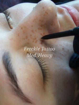 Back at it again **insert Kendrick smile here** 😀 #freckles #fauxfreckles #freckletattoo #frecklemakeup #freckletutorial #permanentmakeup #frecklepen #healedfreckletattoo #cosmetictattoo 