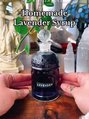 An easy peasy lavender syrup for coffee, cocktails, mocktails, teas & more! ☕️🪻✨ #onthisday #lavendersyrup #coffeesyrup #homemadesyrup #relaxingvideos #calmingvideos #comfort #coffeeathome #EasyRecipes #cozyhome #vintagekitchen #thriftedhome 