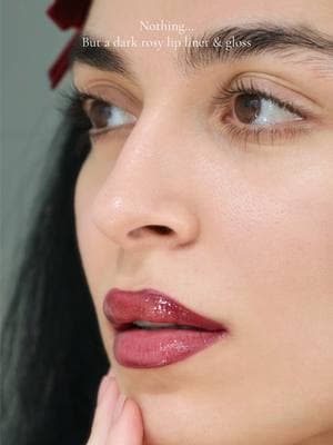 Nothing… But a dark rosy lip liner & gloss… #lipcombo#makeup #rosylips 