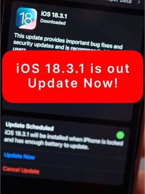 iOS 18.3.1 Update – What You Need to Know! 🚨 #iOS18 #iPhoneUpdate #AppleNews #TechTips #iOSUpdate #StaySecure #iPhoneTips #AppleTech #TechUpdates