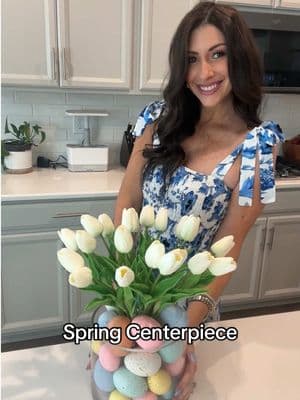 Cute & simple Spring / Easter floral centerpiece 🐣🌷 These faux tulips are so pretty!  #springdecor #easterdecor #centerpiece #florals #tulips #fauxflorals #amazonhome 