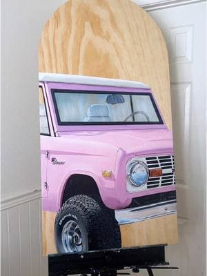 52 hours later but OMG it was worth it🎀💗💅🏼 #woodart #fordbronco #pinkbronco #bronco #vintagebronco #painting #art #paintingprocess 