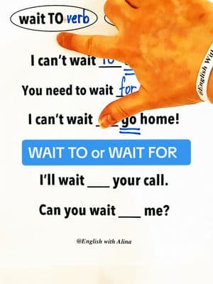 WAIT TO or WAIT FOR  #englishlesson #englishwithalina  #onlinelessons #learnonline #OnlineLearning #teacher #teaching #TESOL #easyenglish #ESL #English #Vocabulary #improveyourenglish #basicenglish #beginnerESL #grammar #prepositions  #learning  #eslteacher #viral #videolesson #Easy #learn #speakenglish