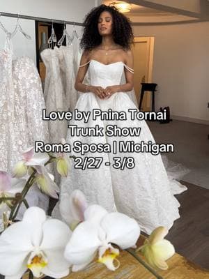 From big, beautiful ballgowns to figure-hugging mermaids, there will be so many gorgeous gowns to choose from during my trunk show at @Roma Sposa in Birmingham, MI from 2/27 - 3/8. Book your appointment via the link in profile and get one step closer to trying on the latest trending wedding dresses. 🤍 Gown: Style 15097 #weddingtrends #pninatornai #weddingdressshopping #jacquardweddingdress #offtheshoulderweddingdress 