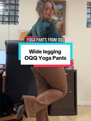 I absolutely love #oqqfashion these #yogapants are so comfortable and are perfect for working out or being at the office! #workfit #yogaclothes #casualoutfitinspo #officeoutfit #workout #yoga #pilates #pilatespants #leggings #widelegpants #bellbottomleggins #widelegging 