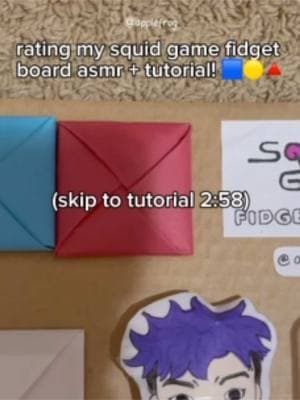 [TUTORIAL] + rating my squid game fidget board asmr 🟦🔺🟡 #squidgame #thanos #gonggi #DIY #fidget #tutorial #howtomake #fidgetboard #fidgets #ddakji #asmr #craft #fyp #papercraft #howto #lowqualityasmr #foryou #youtube