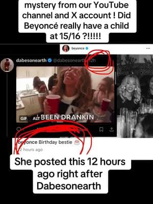 ‪WHAAAAAT LAST NIGHT #Dabesonearth posted #Beyoncé was drinking last night and right after @Beyonce posted she was out drinking ‬ ‪12 hours ago!!!!! ‬ ‪Did Beyoncé really have a child at 15/16 ?!!!! ‬ ‪Join our #Discord & #Kick going live at 4pm est 🤯🤯🤯‬ @Dabesonearth #illuminati #soldout #sold #hollywood #viral #fyp #dabesonearthfans #elite #elites  #beyoncehive #beehive #beyonceknowles #dabesonearthbeyonce #beyoncedabesonearth #beyoncetour #beyoncecowboycarter #beyoncegrammys #illuminaticonfirmed 