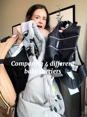 Comparing 4 different baby carriers! They all have pros and cons for sure! What’s your favorite carrier? #babywearing #babycarrier #babycarrierreview #wildbirdaerialcarrier #tushbabycarrier #lillebabycarriers #babybjornmini 