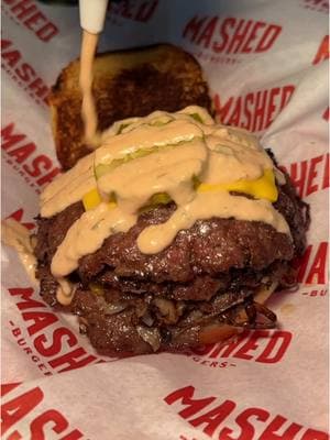 QUADRUPLE OKLAHOMA FRIED ONION MASH BURGER from @Mashed Burgers in Hoboken, NJ! 🍔🔥🤤 So good! #DEVOURPOWER #fyp #foryou #foodtiktok #smashburger #smashburgers #foodies #cheeseburger #burgers #burger #mashed #mashedburgers #hoboken #nj #njfood #njburger #cooking 