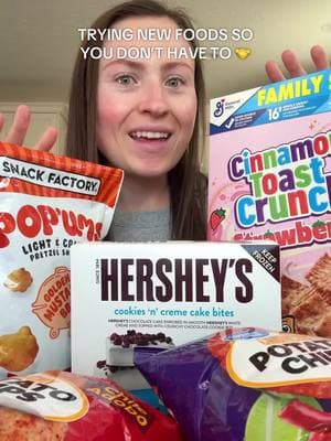 TRYING BRAND NEW FOOD RELEASES! what do you want to try? 👀🍓 @Hershey’s @Snack Factory #newfood #groceryhaul #walmartfinds #groceryshopping #snacks #snackhaul #hersheys #cake #oreo #cinnamontoastcrunch #cereal #strawberry #pretzels #bbq #honeybbq #newfoods #cookiesandcream #dessert #foodfind #walmarthaul #chilelimon #chips #greatvalue #foodreview #morganchomps 