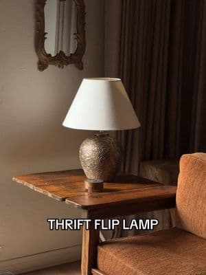 Lamps are always one of my favorite things to look for at the thrift! Focus on the shape because you can always cover it up with a technique like this 🤎 #DIY #thriftflip 