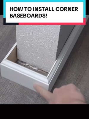 HOW TO INSTALL CORNER BASEBOARDS!  . . . . . . . #baseboards #baseboard #finishcarpentry #carpenter #carpenters #diyproject #DIY #doityourself #handyman #trim #crownmolding #homeimprovement #homerenovation #fy #fyp #homerepair #homereno #hacks #hack #mitersaw 