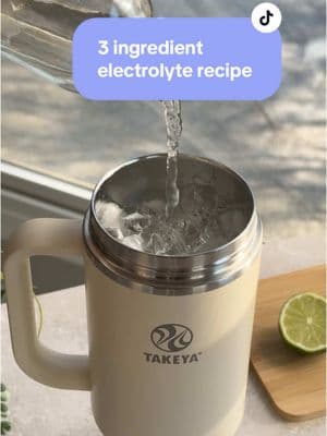 Sweat, sip, repeat. 💦 Recharge after your workout with a simple 3-ingredient homemade electrolyte drink: fresh lime juice, coconut water, and a pinch of Celtic salt. Pour it into your tumbler, stay hydrated, and keep crushing your goals! ✨ #PostWorkoutFuel #HydrationHack #StayRefreshed #takeya #wellnessrecipes #tumblergirl  