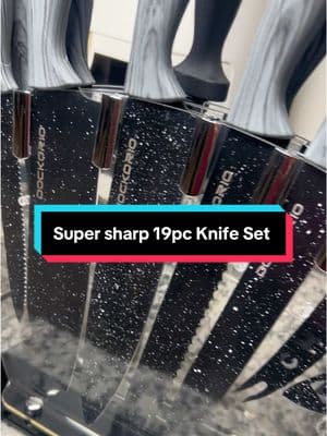 Super sharp affordable 19pc knife set! So worth it!!  #knifeset #knives #knife #kitchenware #utensils #kitchengadgets #houseware 