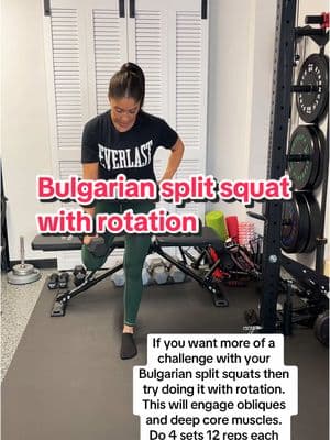 Bulgarian split squat with rotation is next level #gymrat #fitnesslover #gymjunkie #homeworkout  #bulgariansplitsquats #bulgariansplitsquat #bulgariansplitsquathack #splitsquat #workouttips #gymtips #fitnesstips