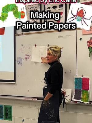 One of the messiest but most fun art days of the year!  Making #painted papers!  #ericcarle #collagepaper #artteacher #elementaryschool #arteducation #artprojectideas #firstgrade #artlessonsforkids #kidspainting #artclass #teacher #teaching 