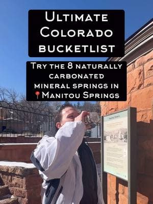 Take a trip to Manitou Springs to try out 8 different naturally carbonated mineral water springs 💦🏔️♨️🫧 Did you know you can take a FREE self guided tour around town and fill up? You might catch some locals filling up several jugs of water for the week! Each spring tastes a little different. My favorite was the 7 minute spring!  Send this to someone you want to go with and comment below your favorite spring once you go! 🏔️☀️ #manitousprings #manitouspringscolorado #denvercolorado #coloradosprings #coloradoadventures #explorecolorado #coloradospringsfoodie #coloradospringsco #pikespeak #manitouincline 