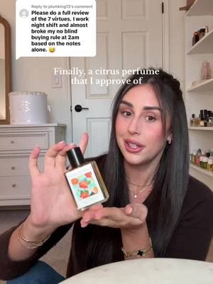 Replying to @plumking13 I am happy to share I finally have a citrus scent that I love 🍊🙂‍↔️ bless you @The 7 Virtues Perfume #perfumereview #newperfumerelease #the7virtues #clementinedream #perfumetiktok #fragrancetiktok #perfumereview #cleanfragrance 