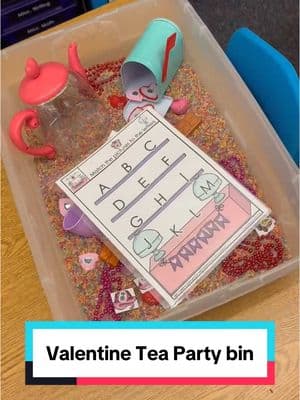 Valentines Day tea party sensory bin ❤️🫖 #specialeducationteacher #specialeducationclassroom #sensorybin #sensorybins 