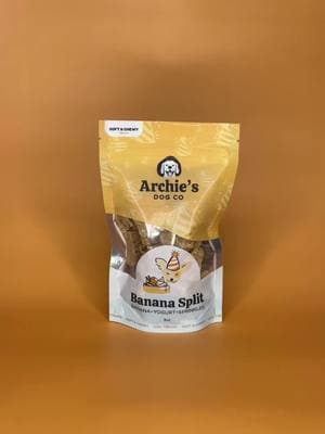 Banana Split. Always fresh, never frozen #archiesdogco #dogsoftiktok #archiesdogtreats #archiestothemoon #dogs #SmallBusiness #soft #chewy #archie #fyp #LIVE 